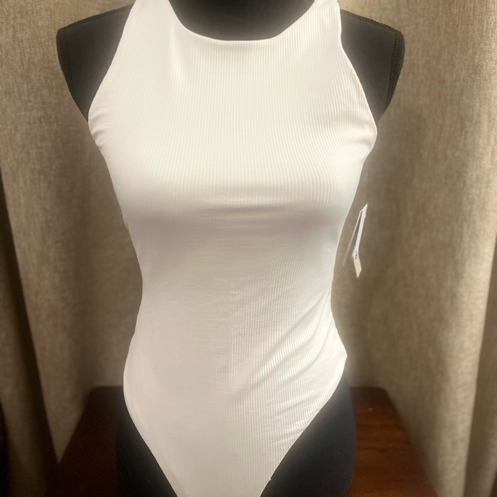 White Ribbed Sleeveless Bodysuit by BP from Nordstrom